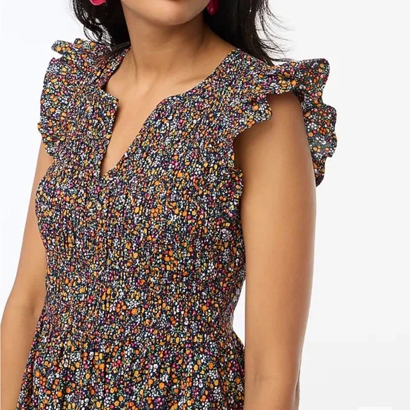 Navy with flower print midi dress - Picture 4 of 5